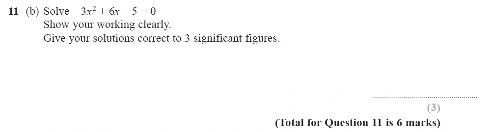 Question 11(b) - Edexcel IGCSE Maths Past Papers - Higher Calculator June 2018 - Paper 1