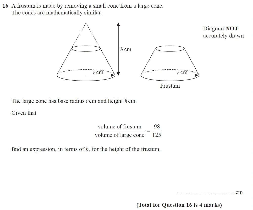 Question 16 - Edexcel IGCSE Maths Past Papers - Higher Calculator June 2018 - Paper 1