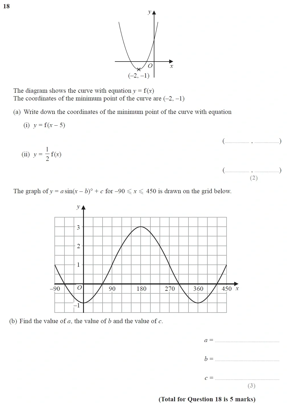 Question 18(a, b) - Edexcel IGCSE Maths Past Papers - Higher Calculator June 2018 - Paper 1