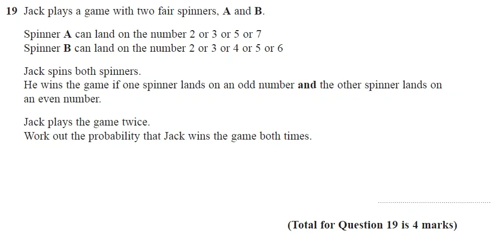 Question 19 - Edexcel IGCSE Maths Past Papers - Higher Calculator June 2018 - Paper 1