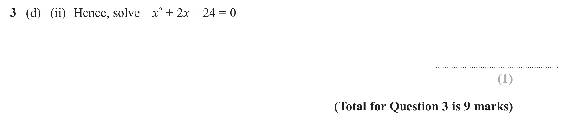 Question 3(d)(ii) - Edexcel IGCSE Maths Past Papers - Higher Calculator June 2018 - Paper 1