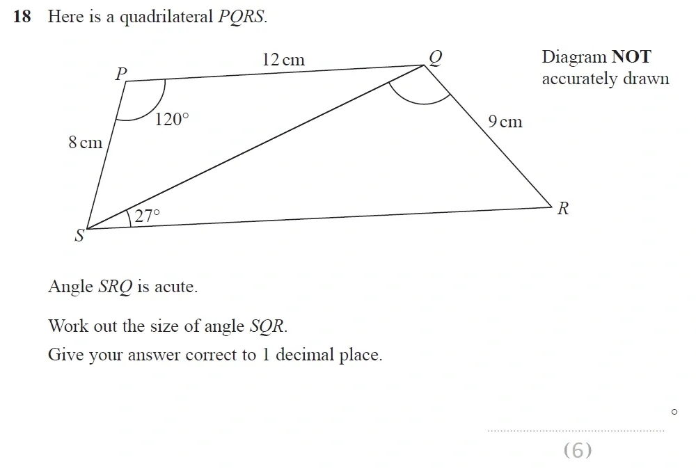 Question 18 - Edexcel IGCSE Maths Past Papers - Higher Resit Calculator June 2018 - Paper 1