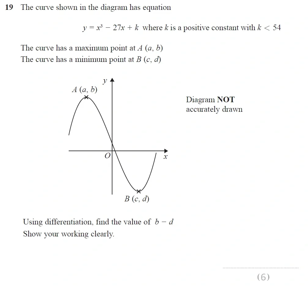 Question 19 - Edexcel IGCSE Maths Past Papers - Higher Resit Calculator June 2018 - Paper 1