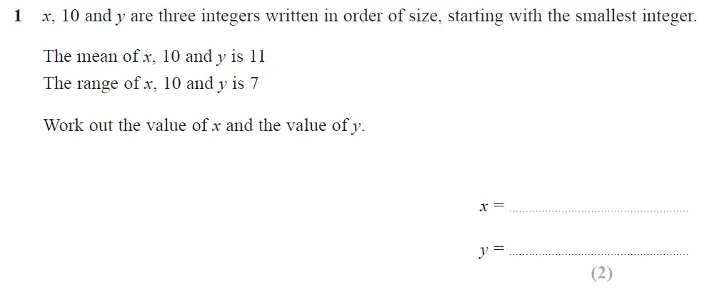 Question 01 - Edexcel IGCSE Maths Past Papers - Higher Resit Calculator June 2018 - Paper 2