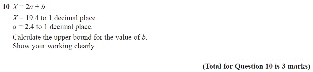 Question 10 - Edexcel IGCSE Maths Past Papers - B Resit Calculator June 2018 - Paper 1
