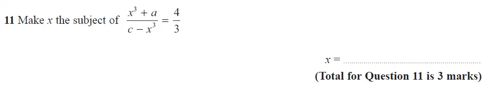 Question 11 - Edexcel IGCSE Maths Past Papers - B Resit Calculator June 2018 - Paper 1