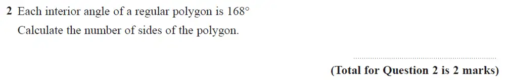 Question 02 - Edexcel IGCSE Maths Past Papers - B Resit Calculator June 2018 - Paper 1