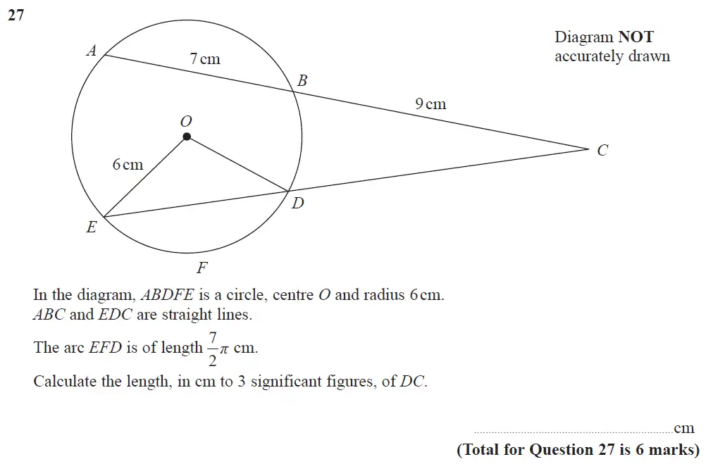 Question 37 - Edexcel IGCSE Maths Past Papers - B Resit Calculator June 2018 - Paper 1