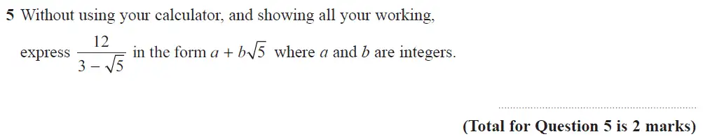 Question 05 - Edexcel IGCSE Maths Past Papers - B Resit Calculator June 2018 - Paper 1