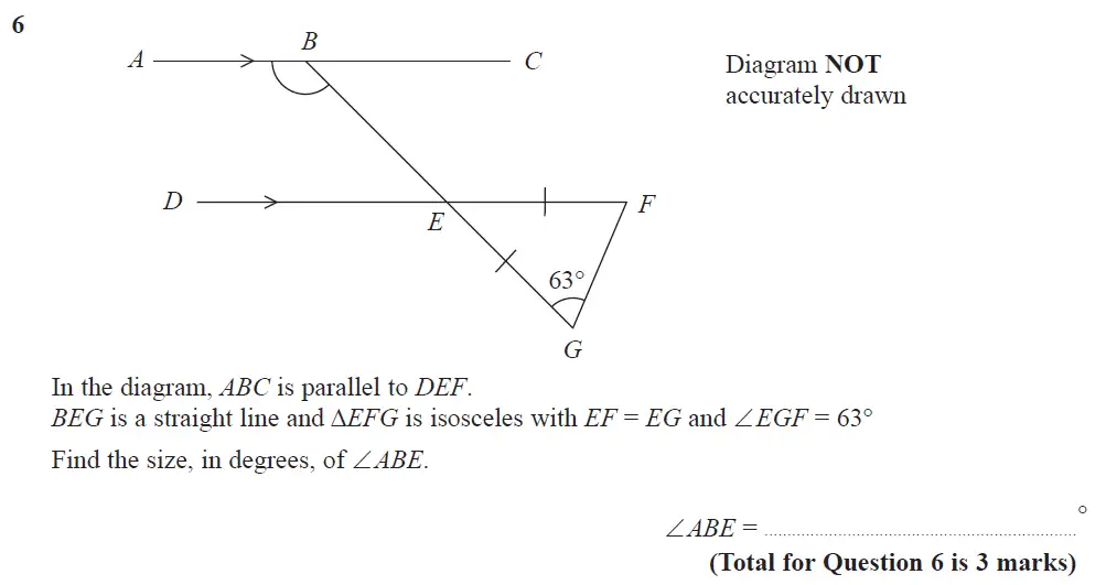 Question 06 - Edexcel IGCSE Maths Past Papers - B Resit Calculator June 2018 - Paper 1