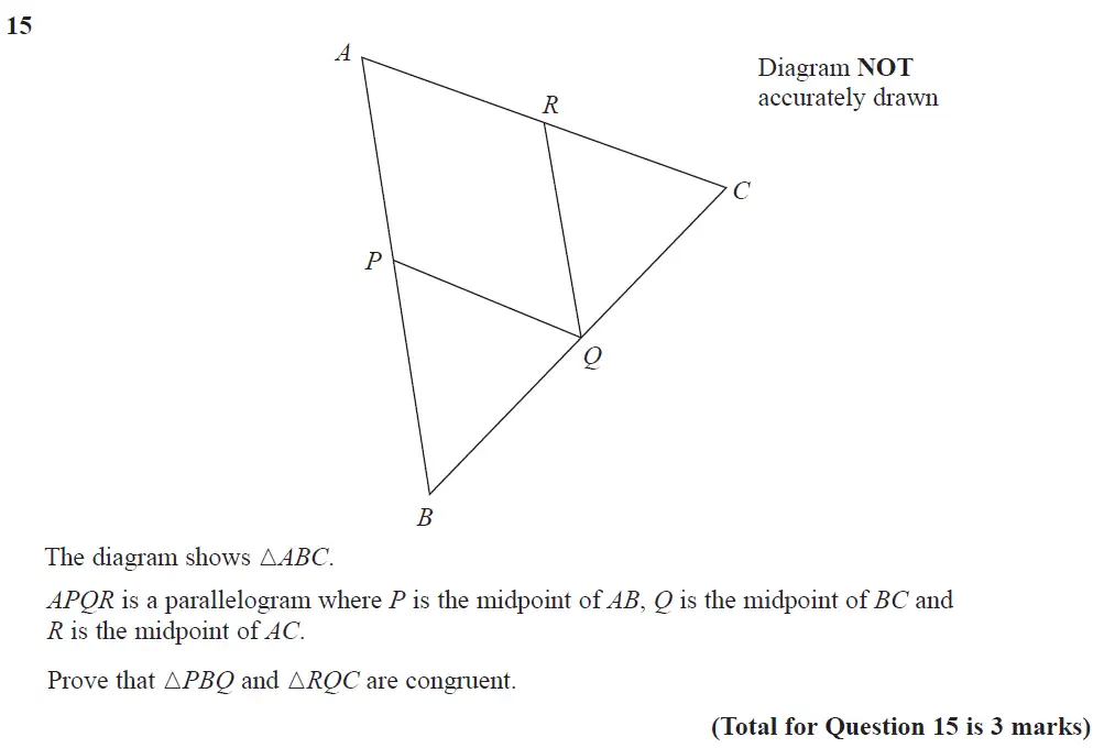 Question 18 - Edexcel IGCSE Maths Past Papers - B Calculator June 2019 - Paper 1