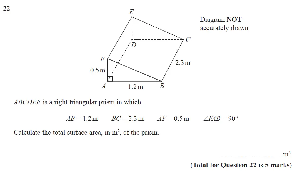 Question 27 - Edexcel IGCSE Maths Past Papers - B Calculator June 2019 - Paper 1