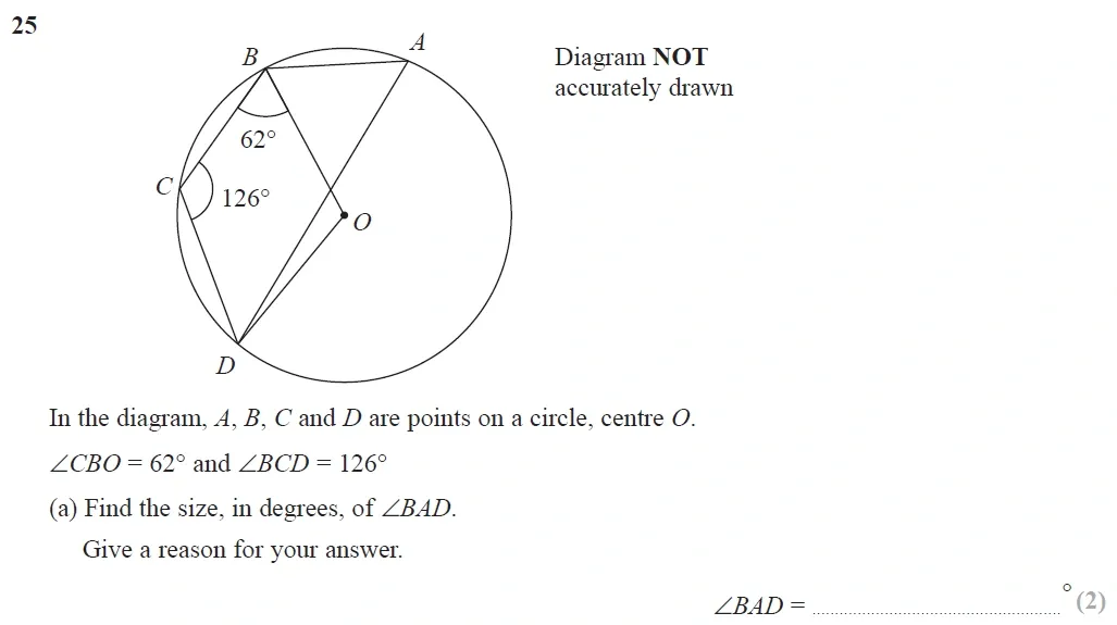 Question 25(a) - Edexcel IGCSE Maths Past Papers - B Calculator June 2019 - Paper 1