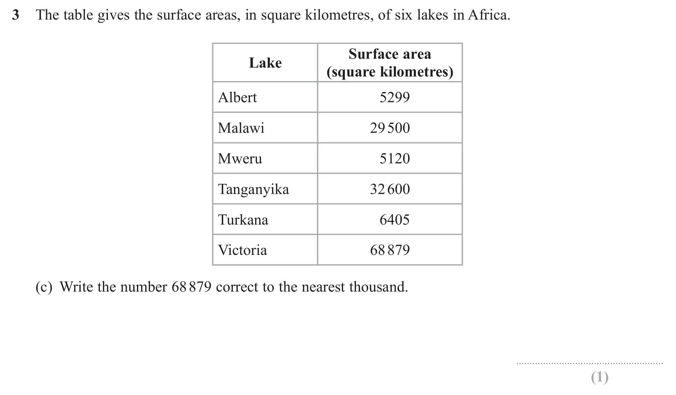 Question 3(c) - Edexcel IGCSE Maths Past Papers - Foundation Calculator June 2019 - Paper 1