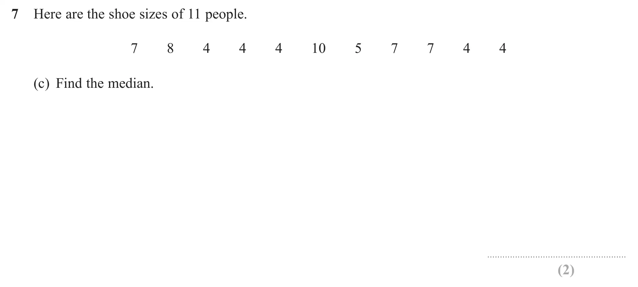 Question 7(c) - Edexcel IGCSE Maths Past Papers - Foundation Calculator June 2019 - Paper 1