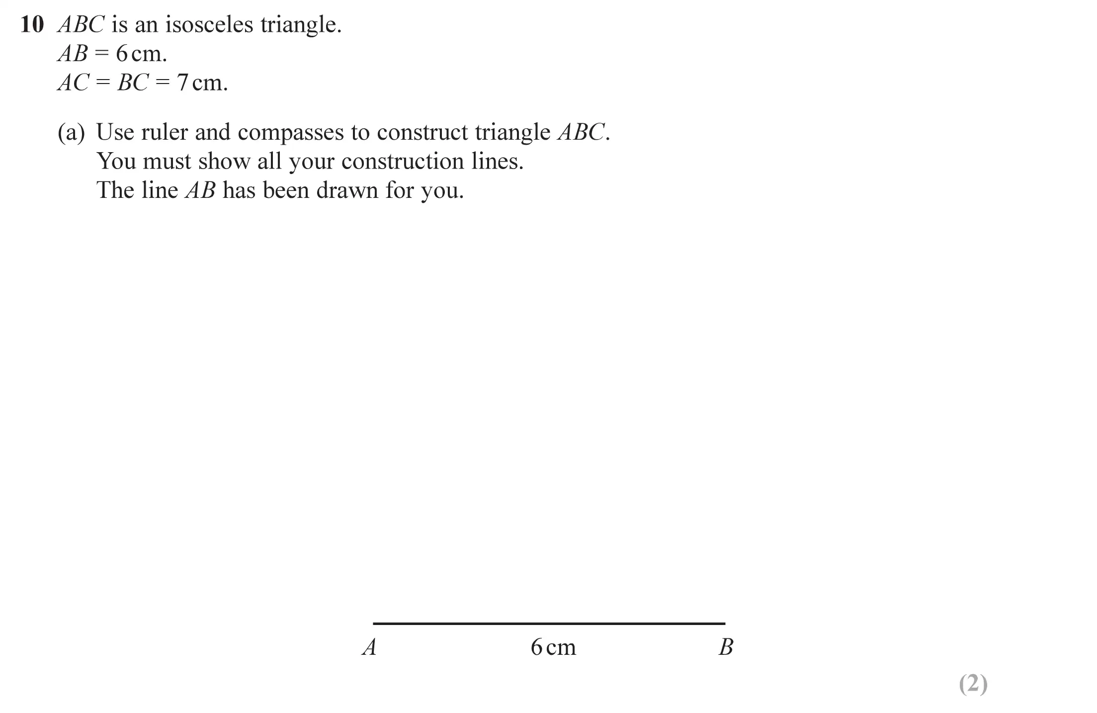 Question 10(a) - Edexcel IGCSE Maths Past Papers - Foundation Calculator June 2019 - Paper 2