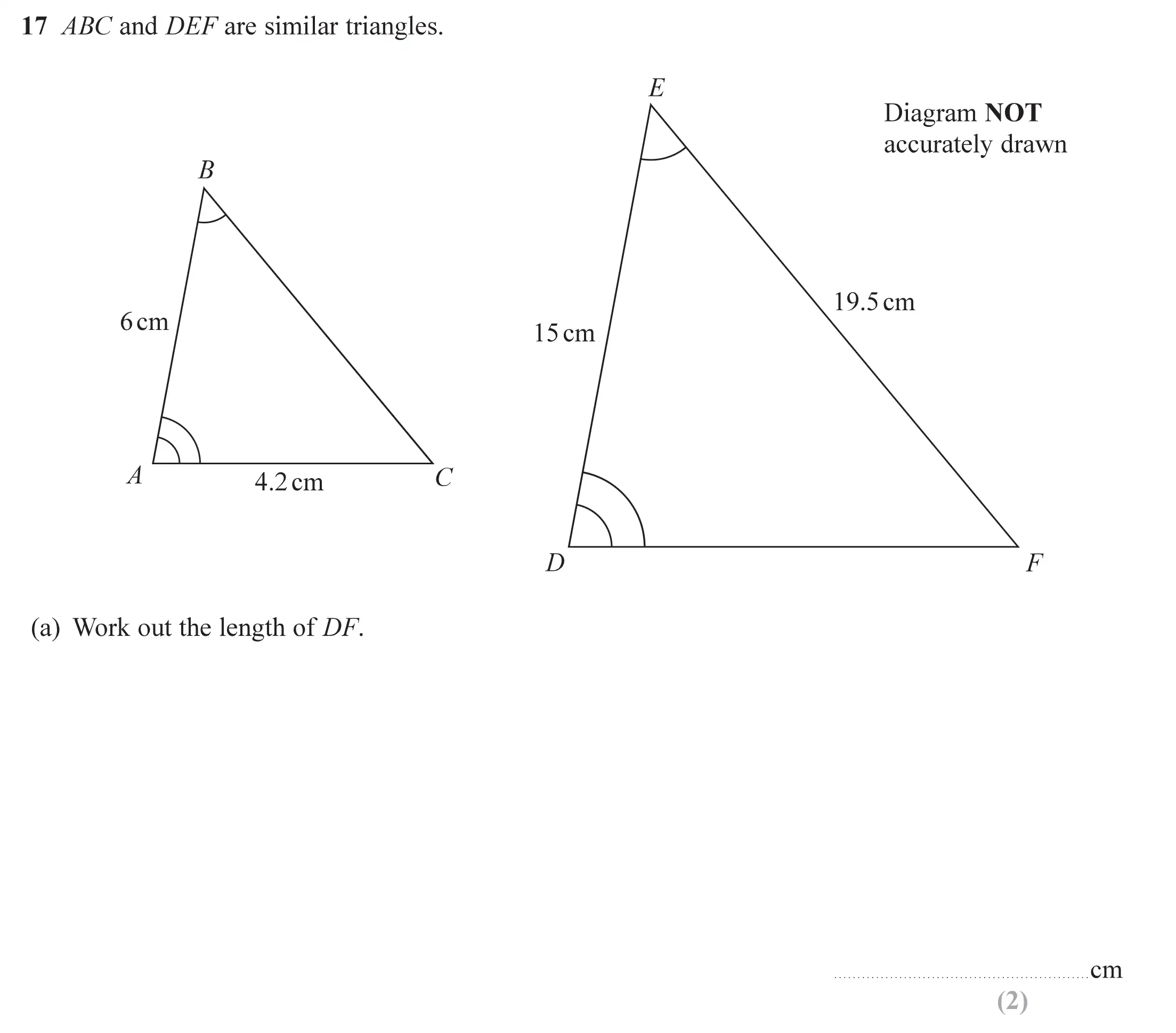 Question 17(a) - Edexcel IGCSE Maths Past Papers - Foundation Calculator June 2019 - Paper 2