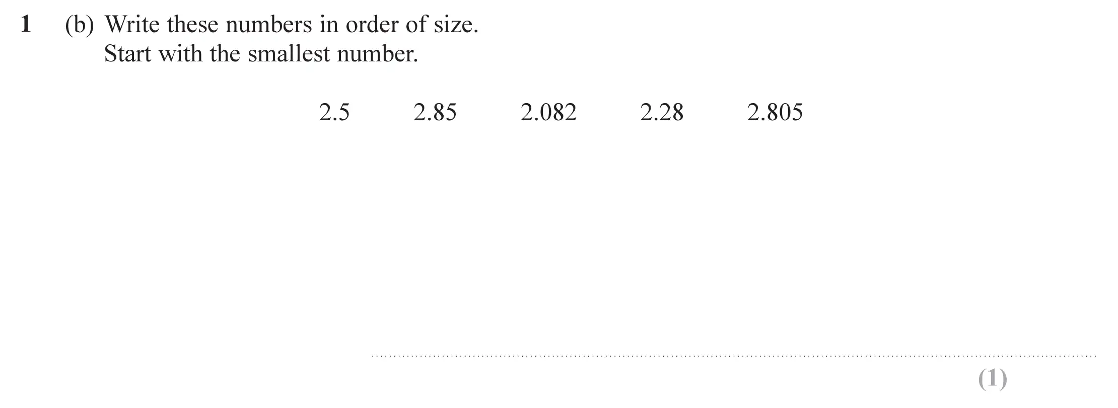 Question 1(b) - Edexcel IGCSE Maths Past Papers - Foundation Calculator June 2019 - Paper 2