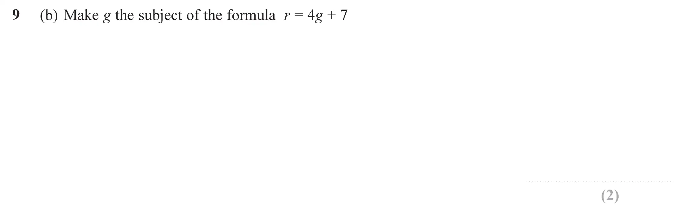 Question 9(b) - Edexcel IGCSE Maths Past Papers - Foundation Calculator June 2019 - Paper 2