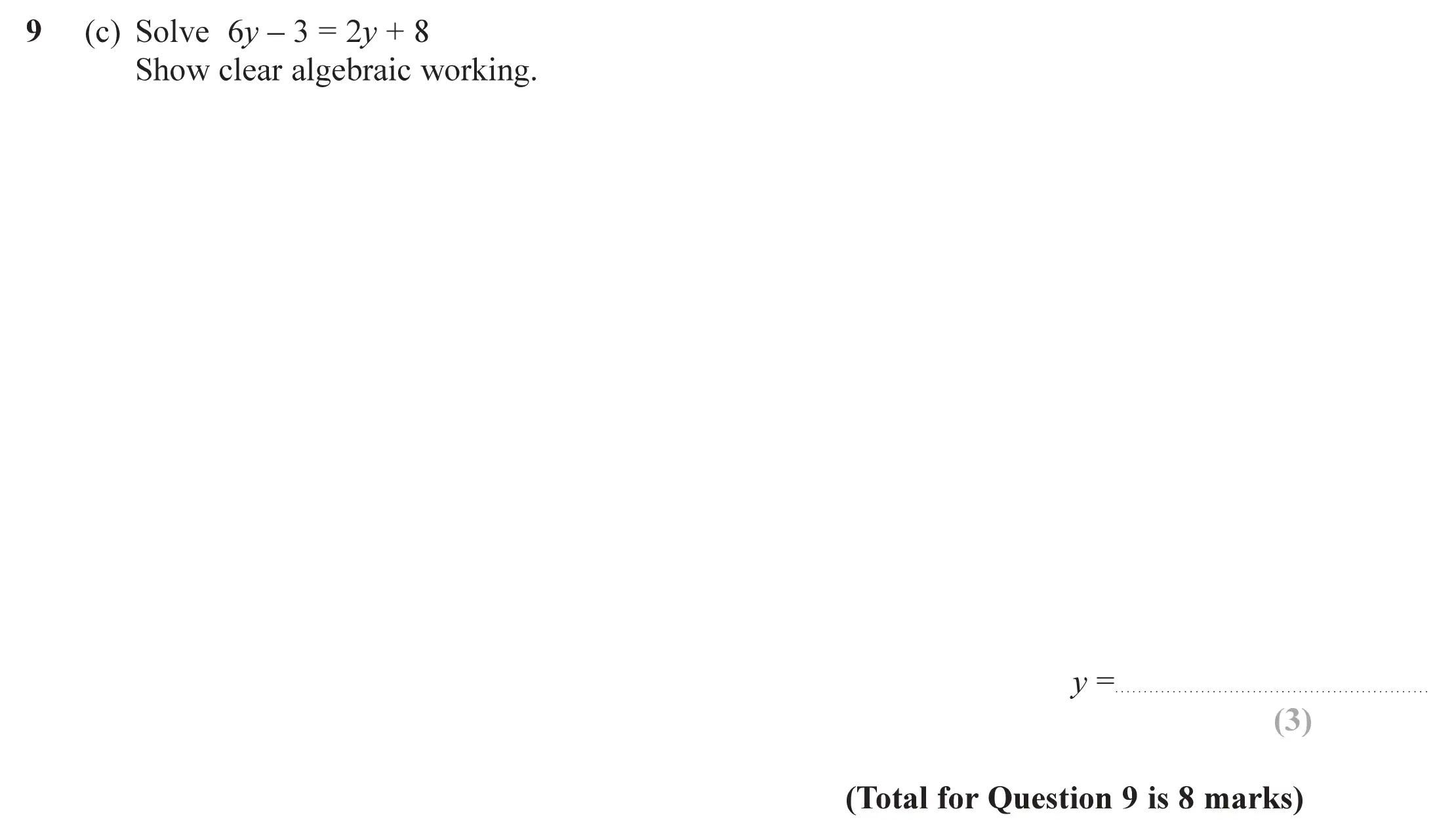 Question 9(c) - Edexcel IGCSE Maths Past Papers - Foundation Calculator June 2019 - Paper 2