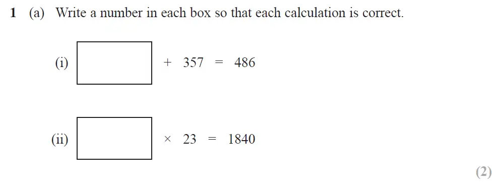 Question 01 - Edexcel IGCSE Maths Past Papers - Foundation Resit Calculator June 2019 - Paper 1