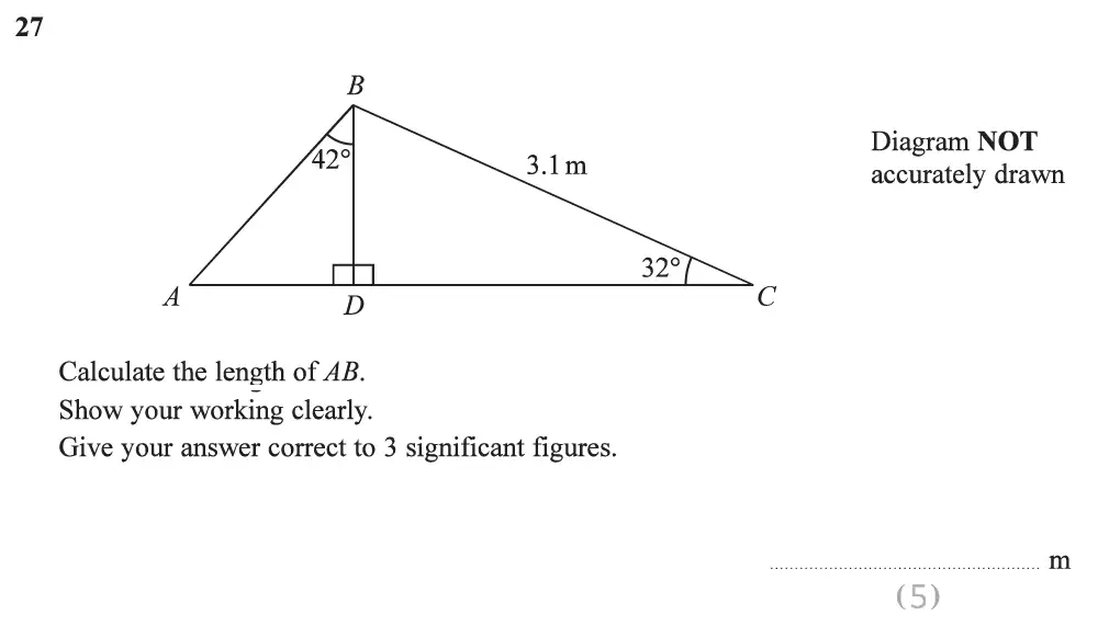 Question 47 - Edexcel IGCSE Maths Past Papers - Foundation Resit Calculator June 2019 - Paper 2