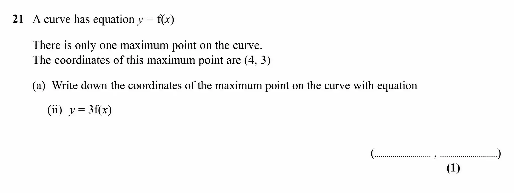 Question 21(a)(ii) - Edexcel IGCSE Maths Past Papers - Higher Resit Calculator June 2019 - Paper 1