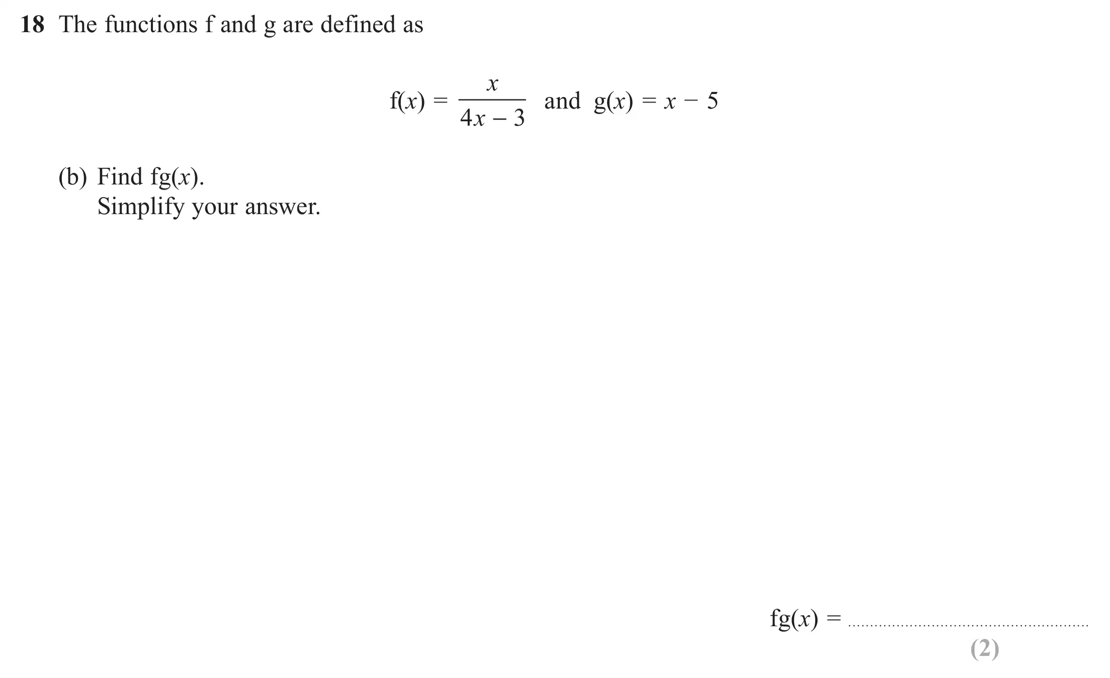 Question 18(b) - Edexcel IGCSE Maths Past Papers - Higher Resit Calculator June 2019 - Paper 2