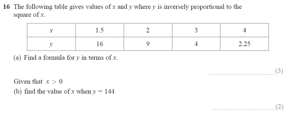 Question 16(a,b) - Edexcel IGCSE Maths Past Papers - Higher Resit Calculator June 2019 - Paper 2
