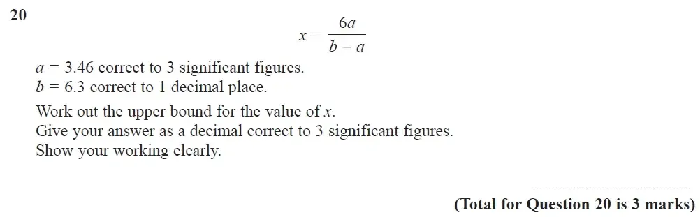 Question 20 - Edexcel IGCSE Maths Past Papers - Higher Resit Calculator June 2019 - Paper 2