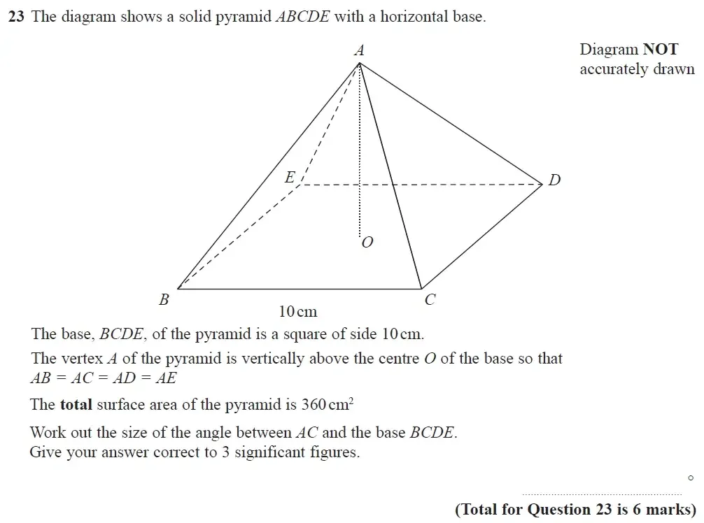 Question 23 - Edexcel IGCSE Maths Past Papers - Higher Resit Calculator June 2019 - Paper 2