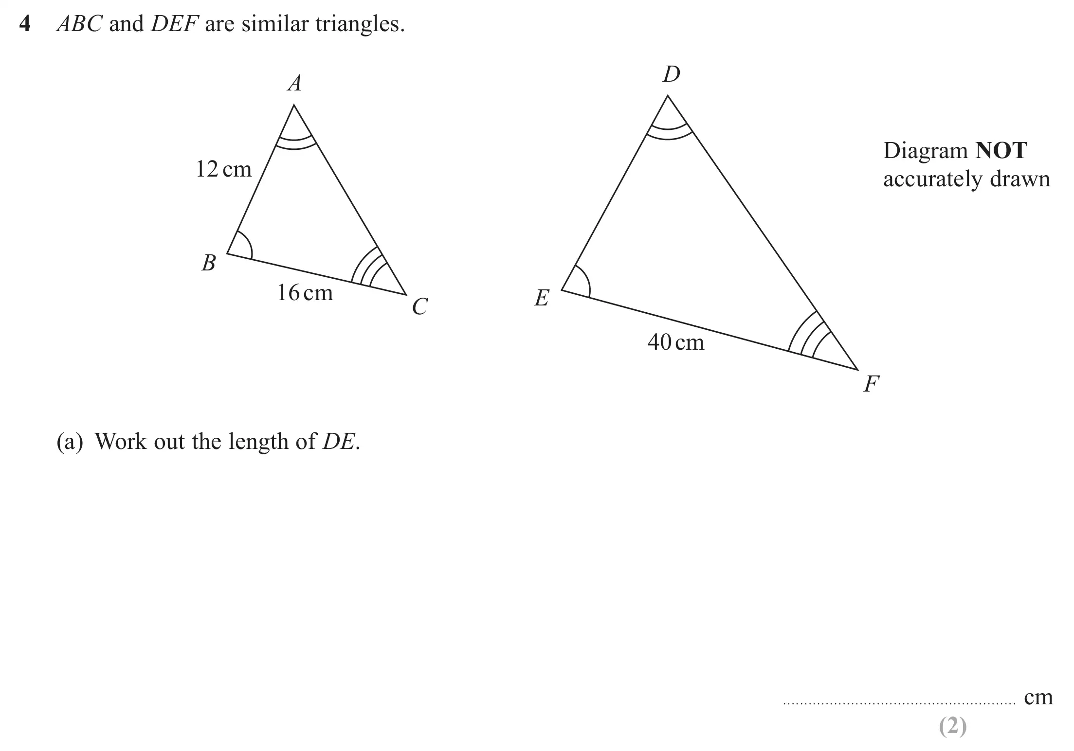 Question 4(a) - Edexcel IGCSE Maths Past Papers - Higher Resit Calculator June 2019 - Paper 2