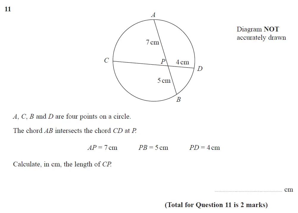 Question 11 - Edexcel IGCSE Maths Past Papers - B Resit Calculator June 2019 - Paper 1