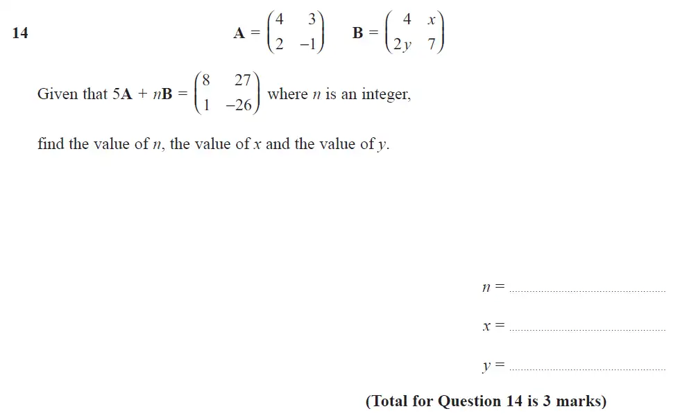 Question 14 - Edexcel IGCSE Maths Past Papers - B Resit Calculator June 2019 - Paper 1