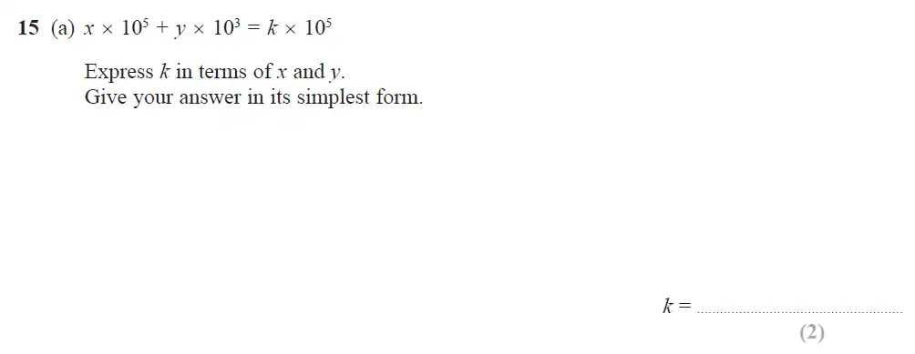 Question 15 - Edexcel IGCSE Maths Past Papers - B Resit Calculator June 2019 - Paper 1