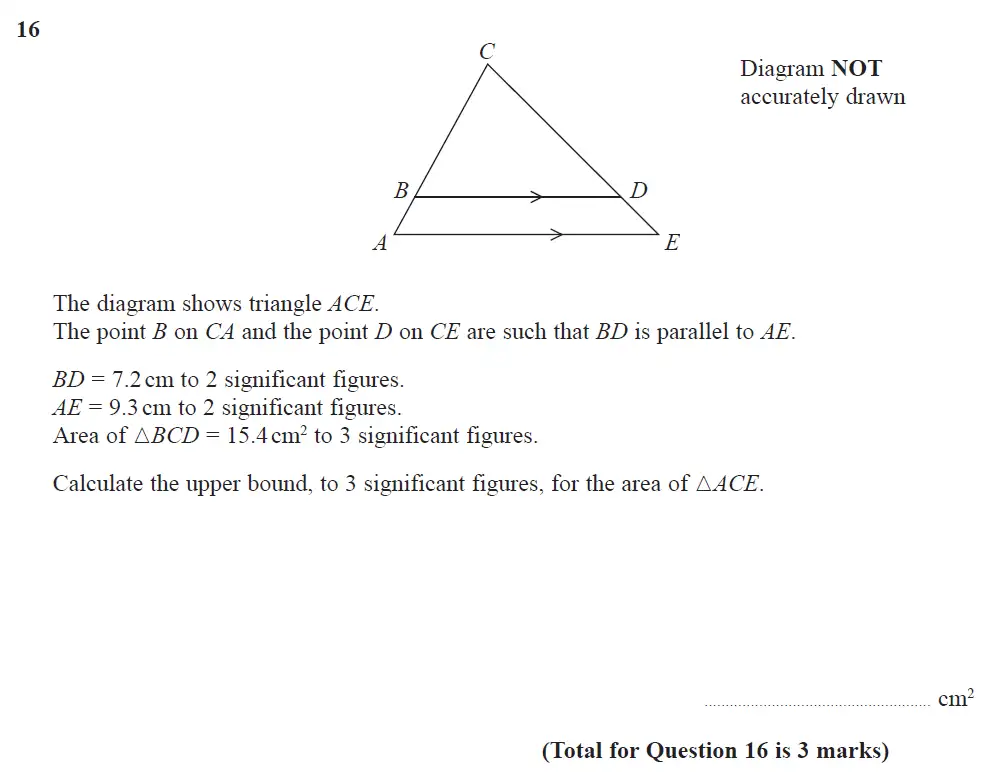 Question 17 - Edexcel IGCSE Maths Past Papers - B Resit Calculator June 2019 - Paper 1