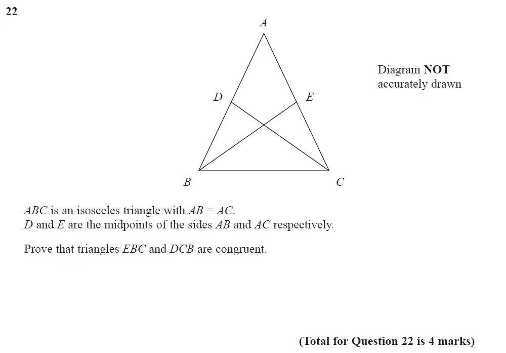 Question 24 - Edexcel IGCSE Maths Past Papers - B Resit Calculator June 2019 - Paper 1