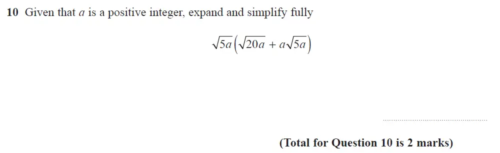 Question 10 - Edexcel IGCSE Maths Past Papers - B Resit Calculator June 2019 - Paper 1