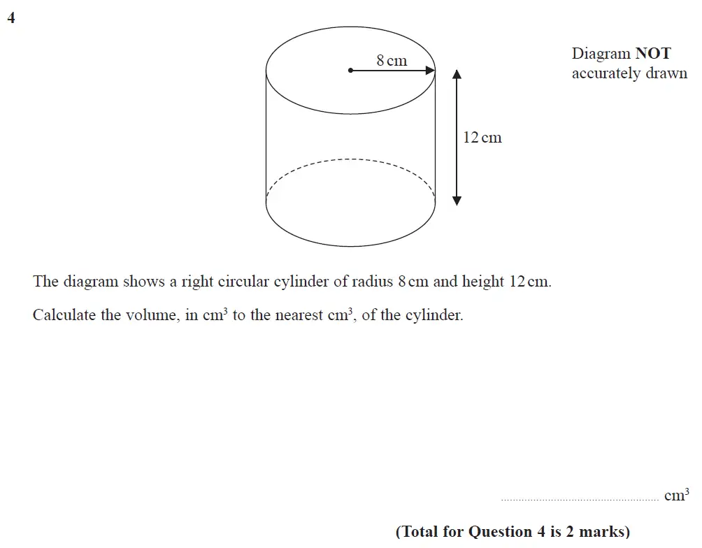 Question 04 - Edexcel IGCSE Maths Past Papers - B Resit Calculator June 2019 - Paper 1