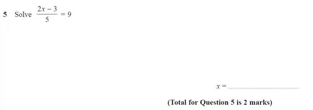 Question 05 - Edexcel IGCSE Maths Past Papers - B Resit Calculator June 2019 - Paper 1
