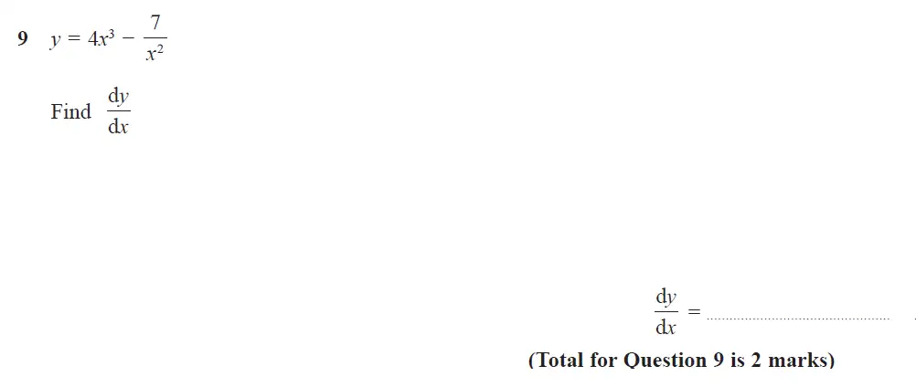 Question 09 - Edexcel IGCSE Maths Past Papers - B Resit Calculator June 2019 - Paper 1