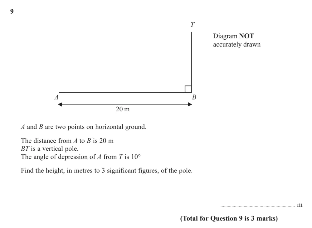 Question 09 - Edexcel IGCSE Maths Past Papers - B Calculator June 2024 - Paper 1