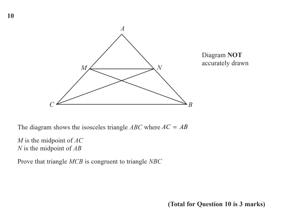 Question 10 - Edexcel IGCSE Maths Past Papers - B Calculator June 2024 - Paper 1