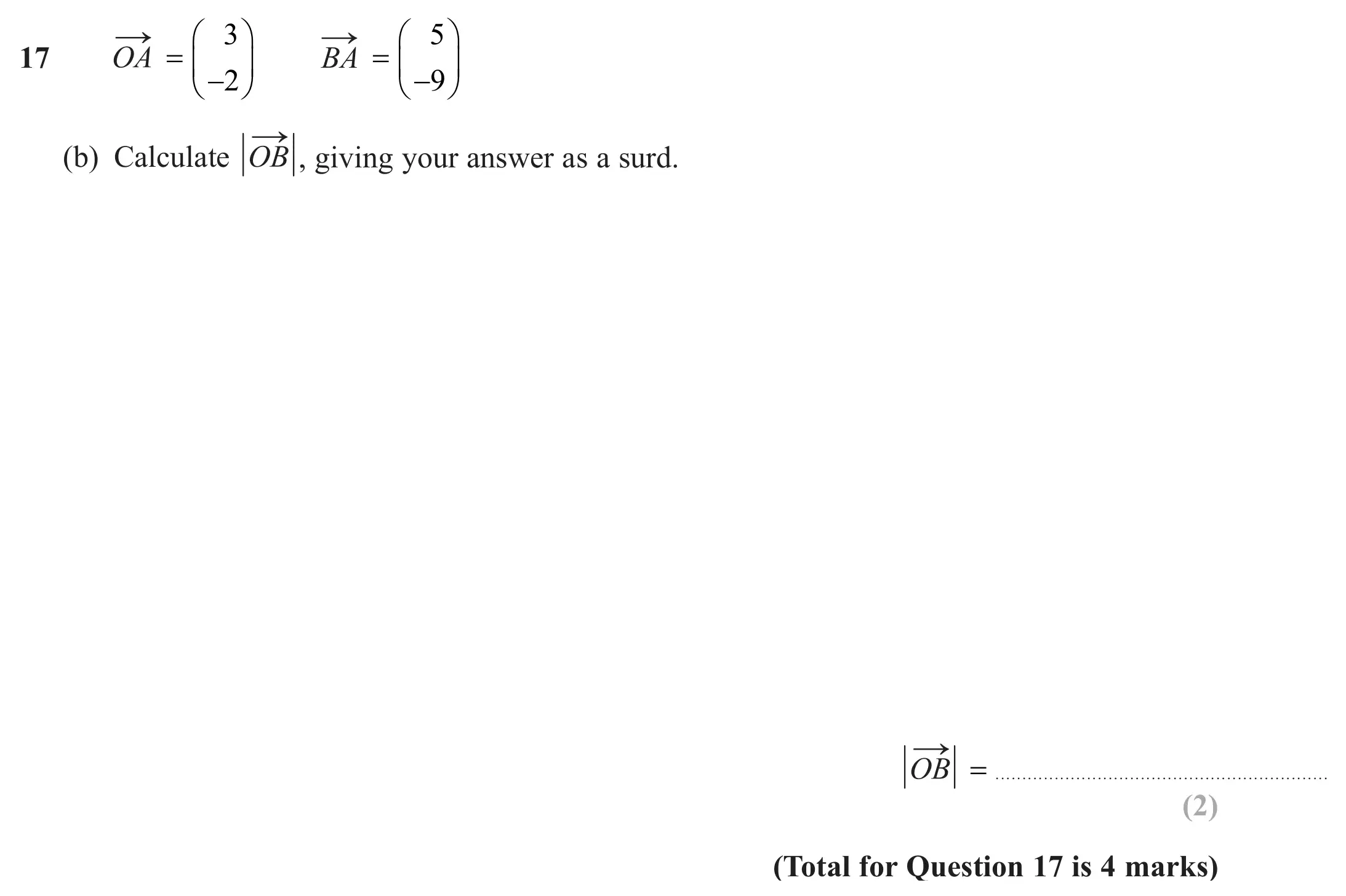 Question 17(b) - Edexcel IGCSE Maths Past Papers - B Calculator June 2024 - Paper 1R