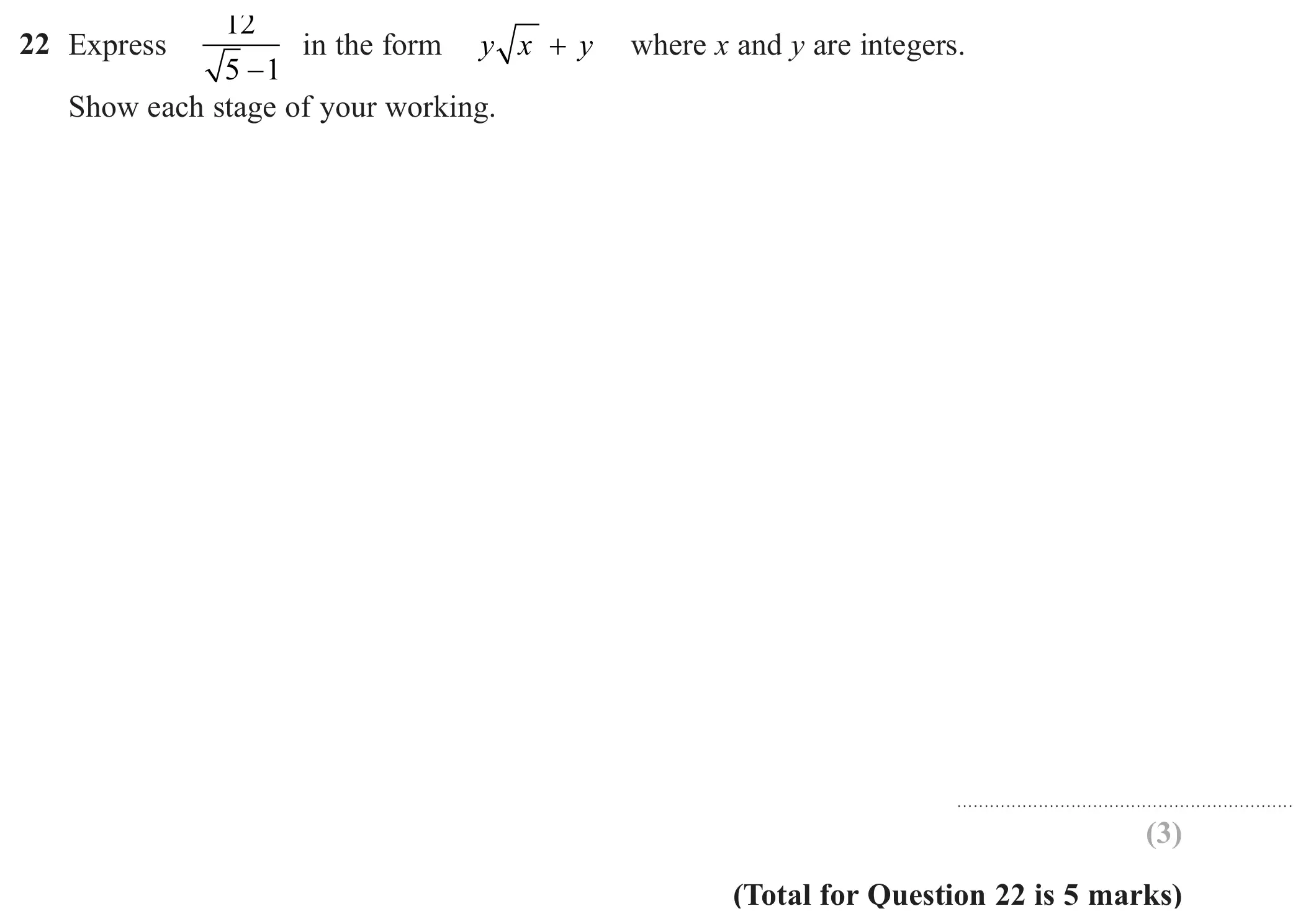 Question 22(b) - Edexcel IGCSE Maths Past Papers - B Calculator June 2024 - Paper 1R