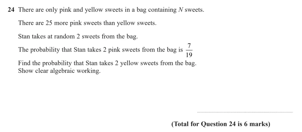 Question 24 - Edexcel IGCSE Maths Past Papers - B Calculator June 2024 - Paper 1R