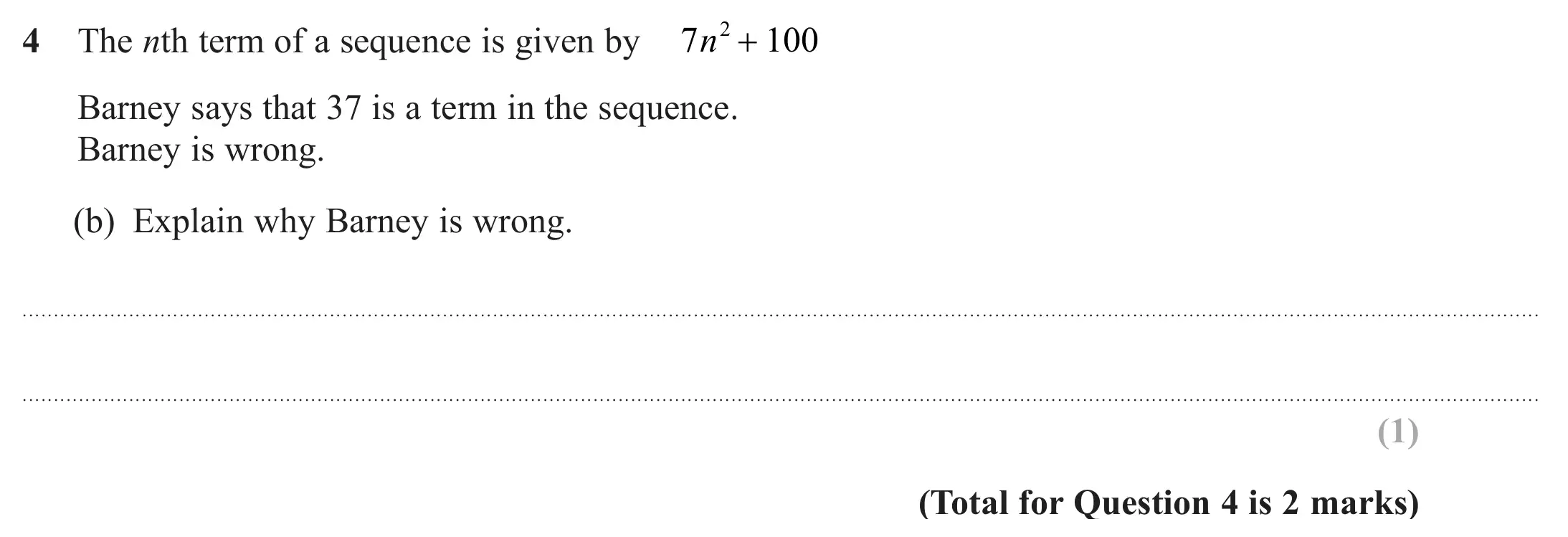 Question 4(b) - Edexcel IGCSE Maths Past Papers - B Calculator June 2024 - Paper 1R