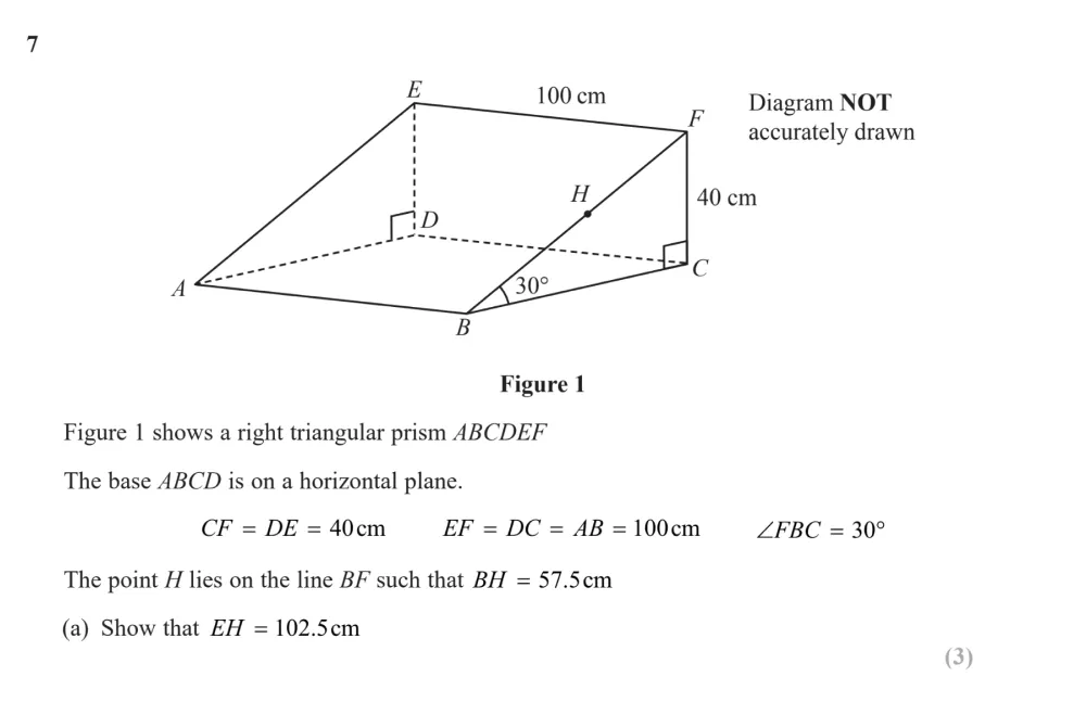 Question 07(a) - Edexcel IGCSE Maths Past Papers - B Calculator June 2024 - Paper 2