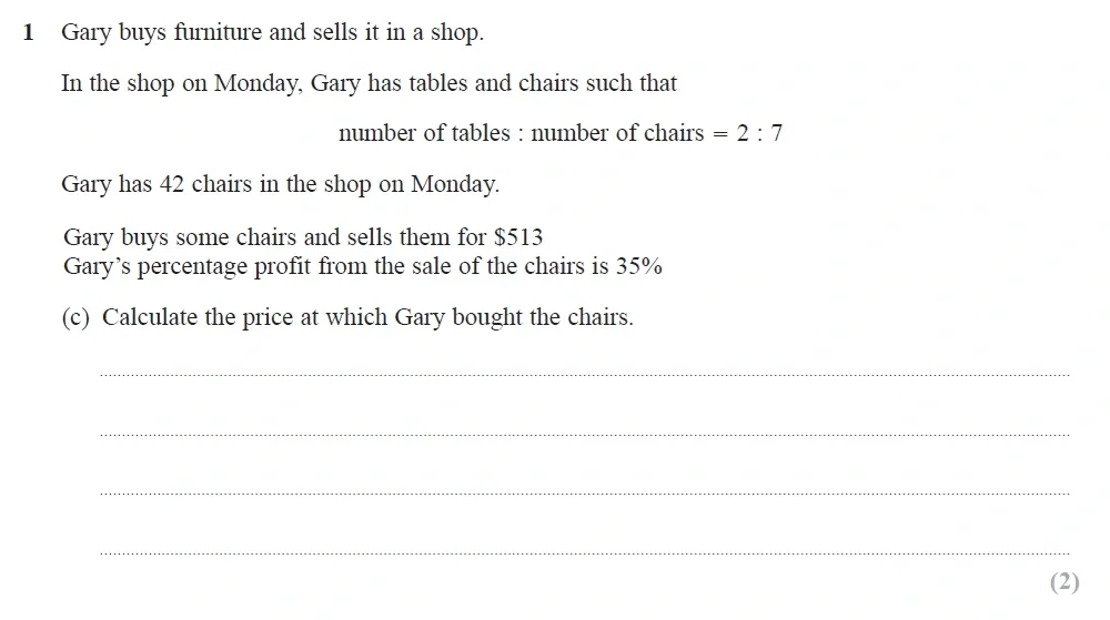 Question 01(c) - Edexcel IGCSE Maths Past Papers - B Calculator June 2024 - Paper 2R