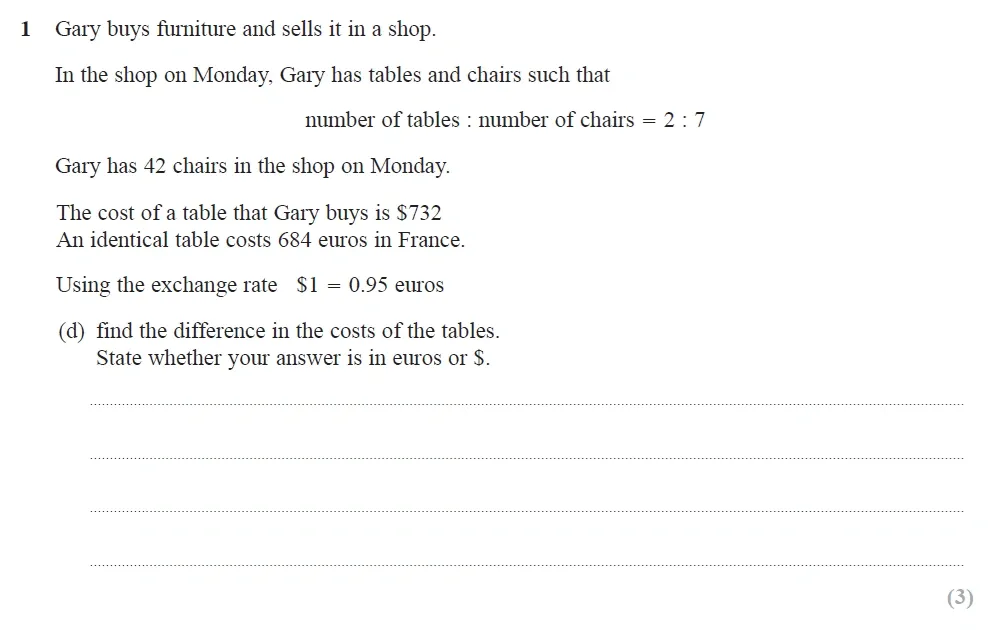 Question 01(d) - Edexcel IGCSE Maths Past Papers - B Calculator June 2024 - Paper 2R